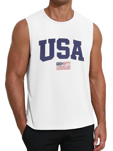 Gentlewarm Tank Top Men Quick Dry Workout Shirts Hawaiian Palm Tree Print Vacation White Tank - Image 1