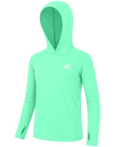 Twekfish Boys Hooded Rash Guard Long Sleeve, UPF 50+ UV Sun Protection Swim Shirt, Seaweed Green Size 5T 6 8 10 12 14-16 - Image 1