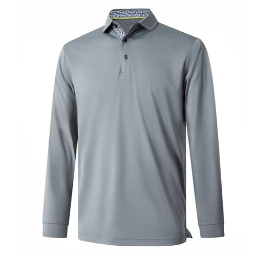 M MAELREG Long Sleeve Polo Moisture Wicking Plain Tennis Collared Mens Golf Long Sleeve Shirts for Men - Image 1