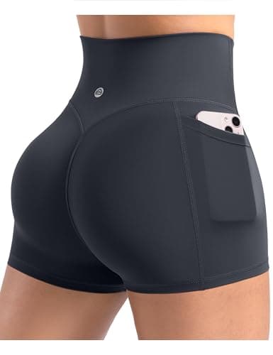 ENERBLOOM Workout Biker Shorts Womens with Pockets High Waist Yoga Gym Running Volleyball Athletic Shorts 2.5" Dark Navy Small - Image 1