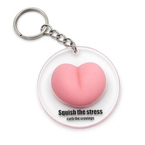 plahetluxe Silicone Squishy Fidget Keychain with Acrylic Case, Stress Relief Squeeze Toy Keyring (B) - Image 1