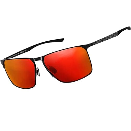 SIPLION Polarized Sunglasses for Men for Driving, UV Protection Carbon Fiber Frame Lightweight 2.0 Lenses for Fishing 8222 black/red - Image 1