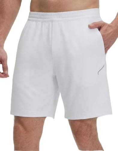 M MAELREG Running Shorts for Men with Pockets 7" Quick Dry Athletic Workout Gym Shorts for Basketball Tennis White - Image 1