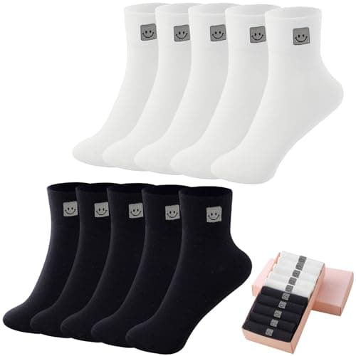 HUGSWEET Thin Soft Cotton Crew Socks for Women Ankle above Bootie Socks Gifts for Women 5-10 Pairs - Image 1