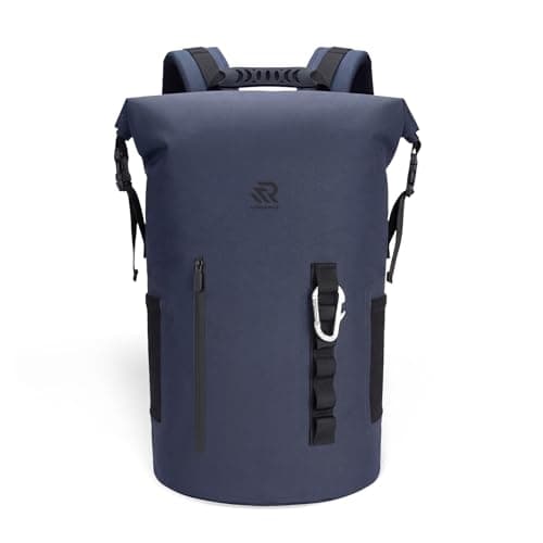 RIVONOVA Roll Top Closure Cooler Backpack for Kayaking Beach Paddle Boarding Watersports, Premium 24 Hours Insulated Leak Proof Zipperless Soft Cooler for Fishing, 35L Navy Blue - Image 1