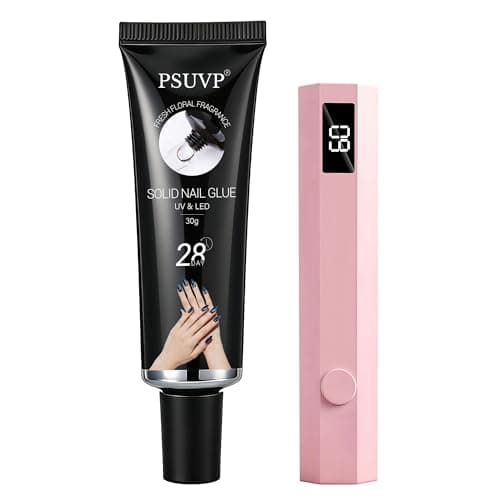 PSUVP Solid Gel Nail Glue w/Mini UV Lamp,For Acrylic Fake&Press On Nails