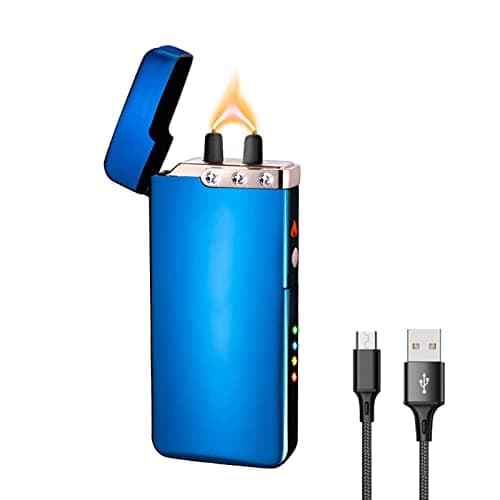 RSBYE Electric Lighter with Thickened Arc, Plasma Lighter with Rhinestone Decoration, Arc Lighters with PVD Coating Technology, Rechargeable Lighters with Battery Indicator (Blue) - Image 1