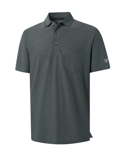 M MAELREG Golf Shirts for Men Short Sleeve Performance Quick Dry Fit Heather Designed Business Polo Shirts for Men Black - Image 1