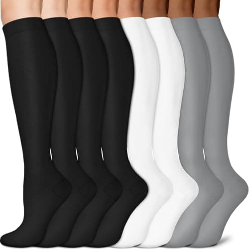 Sooverki Graduated Copper Compression Socks for Men & Women Circulation 8 Pairs 15-20mmHg - Best for Running Athletic Cycling - Image 1