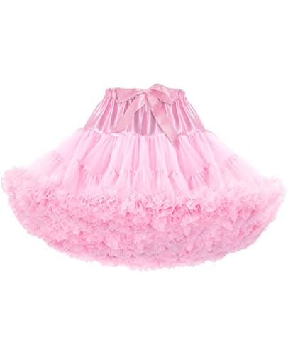 PrettyQueen Women's Tulle Petticoat 3-Layered Puffy Tutu Skirt Crinoline Underskirts for Cosplay Party Dress (Pink) - Image 1