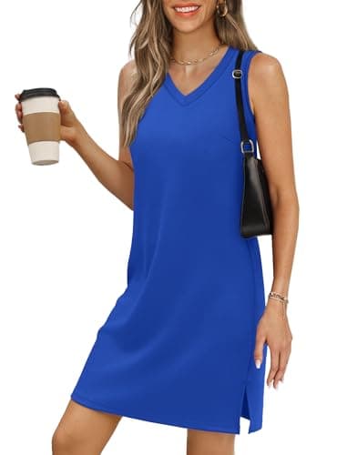 BKRIVE V-Neck Summer Casual Beach Dresses for Women 2026 Vacation Women's Sleeveless Sundress with Split RoyalBlue - Image 1