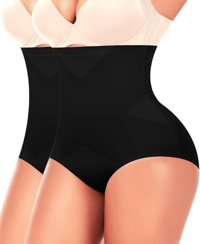 Ganado Tummy Control Shapewear Panties for Women High Waisted Shaping Underwear Body Shaper Slimming Panty Girdle (#2 Black+black, Small) - Image 1