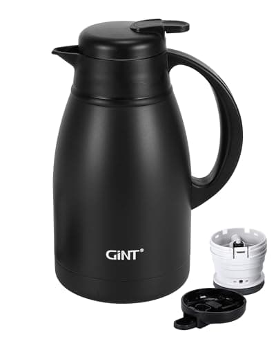 GiNT Thermal Coffee Carafe 51 Oz, Stainless Steel Insulated Beverage Server with Easy-Clean Detachable Lid, Leak-Proof One-Hand Pour Large Dispenser for Hot Drinks and Coffee Pot for Home Office - Image 1