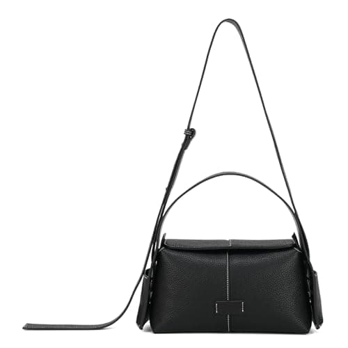 Goinsound Trendy Shoulder Purses Medium Black Handbags For Women Leather Crossbody Bag With Adjustable Strap - Image 1