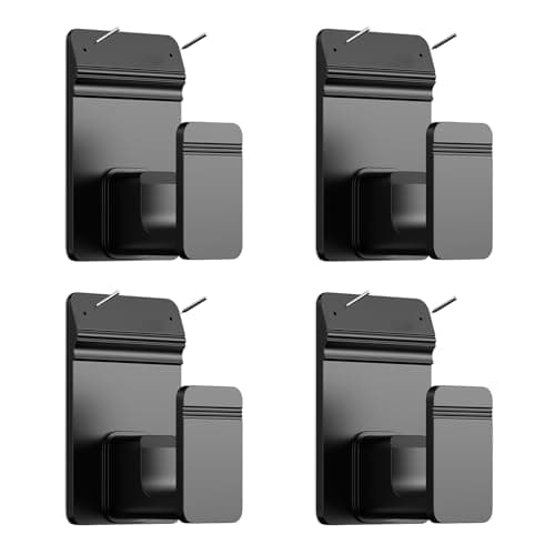 EKOTTOK No Drill Curtain Rod Brackets for 5/8" Rod, Heavy Duty 30LB+, Adhesive & Invisible Nail Curtain Rod Holders, Damage-Free Wall Mount Hooks for Bathroom, Kitchen, Bedroom (4PC, Black)