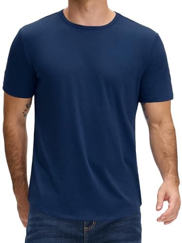JEMLDL T Shirts for Men Short Sleeve Summer Casual Tees Plain T Shirts Casual Summer Workout Big and Tall Navy Blue 4XL - Image 1