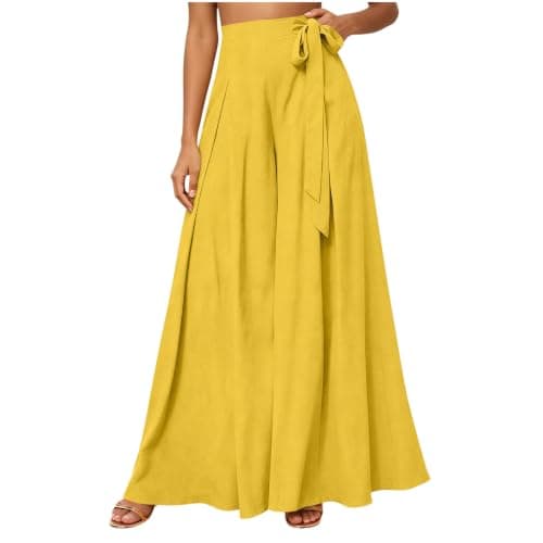 Culottes for Women Fashion 2026 Summer Fall Yellow Small - Image 1