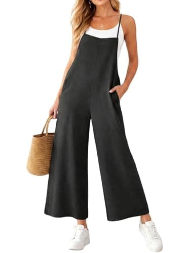 Bgylu Womens Jumpsuit Casual Loose Fit Adjustable Strap Wide Leg Summer Overalls with Pockets - Image 1