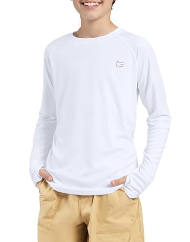 G Gradual Boy's Rash Guard UPF 50+ Sun Protection Shirt Quick Dry Long Sleeve Swim Shirts Lightweight SPF Youth Fishing Shirt(White,S) - Image 1
