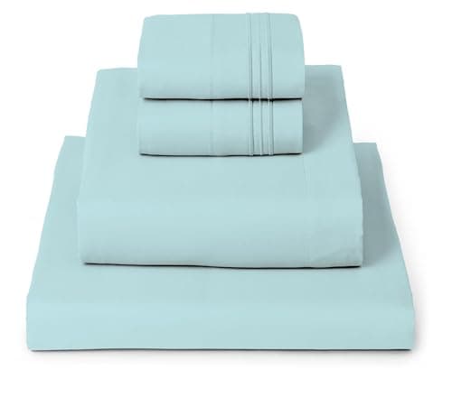 Mellanni California King Sheets Set - 4 PC Iconic Collection Bedding - Hotel Luxury, Extra Soft, Cooling Bed Sheets - Wrinkle, Fade, Stain Resistant (Cal King, Aqua) - Image 1