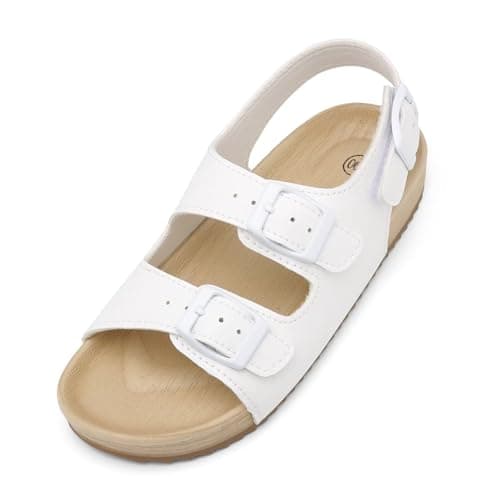 Cubufly Girls Boys Sandal Adjustable Double Buckle Casual Flat Open Toe Lightweight Summer Shoes Hook Loop Sandal for Toddler Little Big Kid - Image 1