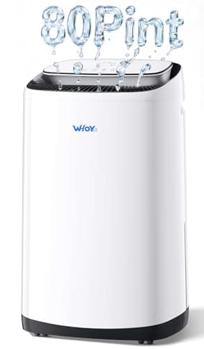WHOY 80 Pints Smart Dehumidifier (50 Pints DOE) with App Control, for Basements & Home Up to 5,000 Sq. Ft., Portable with Continuous Drain, Quiet Auto-Control & Turbo Mode - Image 1