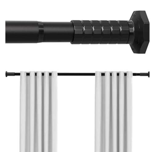 ZYLQOVISK Shower Curtain Rod 51-86 In, Extra Long Tension Curtain Rod No Drilling for Patio, Bathroom, Window, Adjustable Heavy Duty Tension Rod Never Rust, Spring Shower Rod Diameter 1.26 In, Black - Image 1