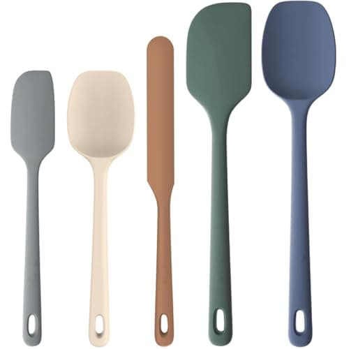 FAOGO 5 Pieces Silicone Spatula Set, Food Grade, Cordless, Portable, Home, Blue
