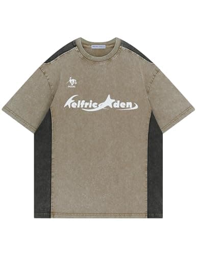 Aelfric Eden Graphic Tees Y2k Washed Oversized T Shirt Colorblock Streetwear Shirts Unisex Casual Summer Tops Khaki