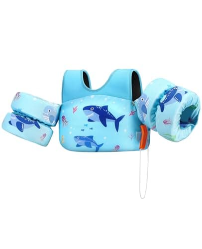 HeySplash Swim Vest for Kids, Toddler Pool Floaties Fit 33-66 Lbs, Children Swimming Vest with Adjustable Strap, Swim Jacket Water Wing Arm Float, Puddle Beach Boat Jumper Boy Girl,Blue Shark - Image 1