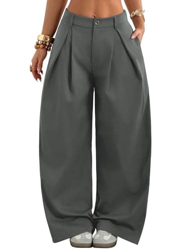ZAFUL Parachute Pants Woman Casual Baggy Pants Zipper Vintage Hippie Y2K Wide Leg Sweatpants with Pockets Streetwear Women Grey M - Image 1
