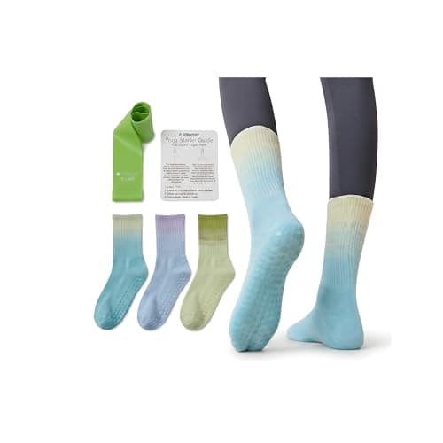 Liutmorly 3 Pack Non Slip Pilates Grip Socks for Women, Breathable Sticky Grip Yoga & Barre Socks for Reformer Machine, Wide-Foot Friendly Crew Slipper Alternative for Barefoot Home Gym Workouts - Image 1