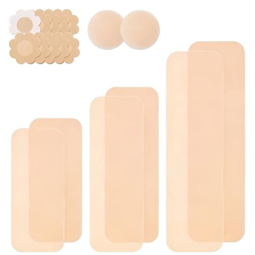 UOTJCNR Breast Lift Silicone Boob Tape, 6 Pcs Precut Soft Stretch Boobtape for Large Breast, Body Tape for A-G Cup Beige - Image 1