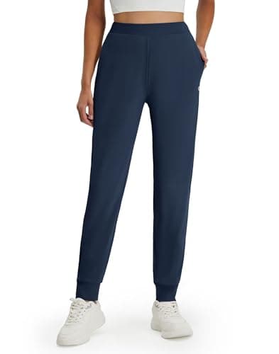 M MAELREG Women's Joggers Pants with Zipper Pockets 26"/28"/30" Tapered Athletic Sweatpants for Women Workout Lounge Navy - Image 1