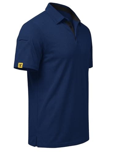 REXUHOWU Men's Polo Shirt Short Sleeve Moisture Wicking Sports Casual T-Shirt Golf Polo Shirt Business Collar Shirt for Men Navyblue M - Image 1