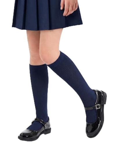 3 Pairs Girls Knee High Socks School Uniform Daily Wear 4-14Y Cotton Sock