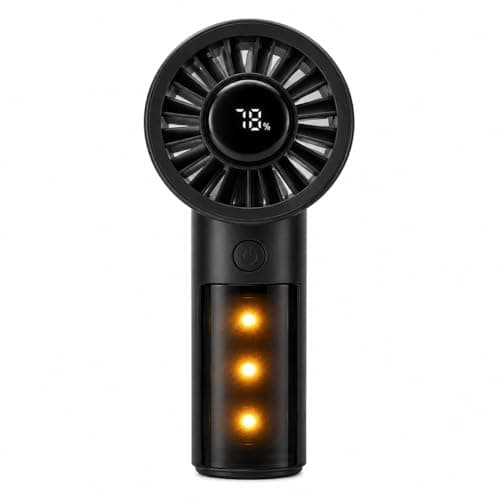 Portable Handheld Fan with Night Light, 2-in-1 Mini Turbo Cooling Fan, 5 Speeds, Digital Battery Display, USB-C Rechargeable 2000mAh, Quiet Personal Cooler for Travel, Office, Bedside, Nursery