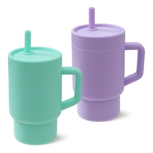 DLOCCOLD Silicone Straw Cup, Adorable Miniature Tumbler with Straw Handle, Tumbler Cup, 10oz, Easy to Clean - Image 1