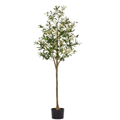 6ft Artificial Olive Trees Indoor, Faux Olive Tree 6 Feet Fake Plants with Realistic Leaves Olive Silk Tree Home Bedroom Housewarming Gifts - Image 1