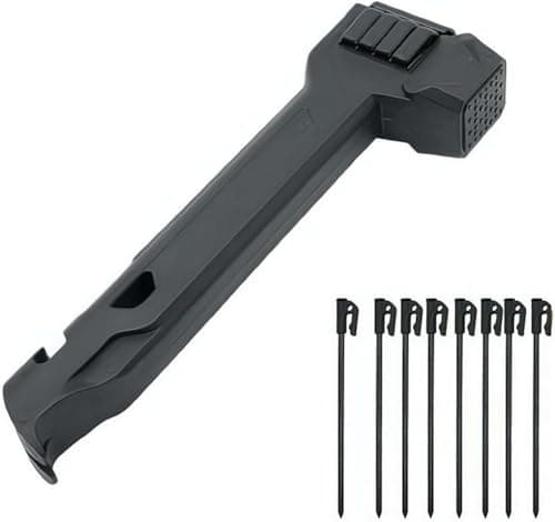 Multi-Functional Camping Hammer, Tent Lightweight Hammer with 8 Tent Pegs,Puller & Bottle Opener with Anti-Loss Storage Compartment, Mallet for Outdoor Hiking Camping Backpacking (BLACK)