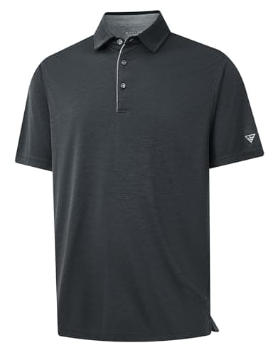 M MAELREG Polo Shirts for Men Quick Dry Fit Short Sleeve Performance Moisture Wicking Soft Casual Men's Golf Shirts Black Heather - Image 1