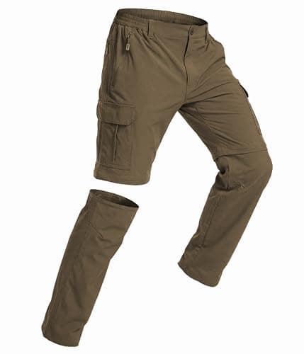 NATUVENIX Men's Hiking Pants Convertible Lightweight Fishing Pants Men Zipper Off Quick Dry Travel Outdoor Khaki - Image 1