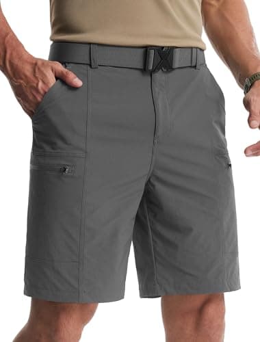 Libin Men's Hiking Shorts 9 Inch Quick Dry Lightweight Travel Outdoor Hybrid Shorts with 5 Pockets, Grey, 40W/9L - Image 1
