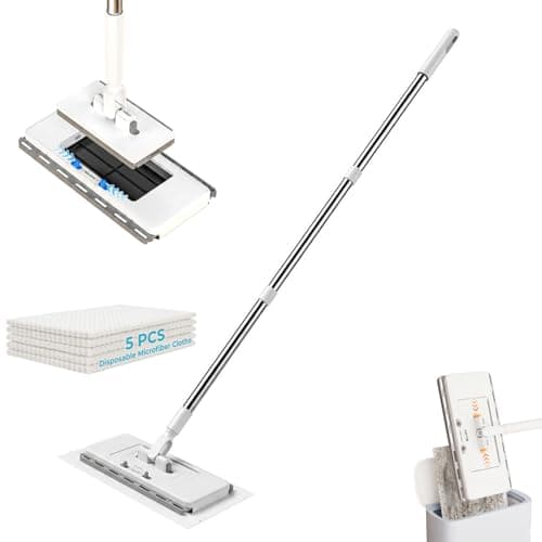 2-in-1 Snap Grip Mini Mop, Hands-Free Cloth Changing with 360° Rotating Head, Zero-Touch Portable Wall Mop for Floor, Tile and Mirror, Universal Pad Compatibility for Any Cloth+ Magic Cleaning Cloth - Image 1