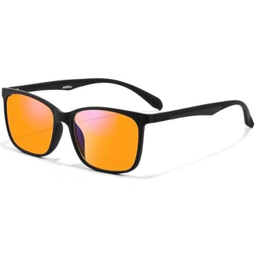 ANRRI Blue Light Glasses for Computer & Gaming - Amber Lenses Reduce Eye Strain Max Protection Sleep Glasses Mens and Women - Image 1