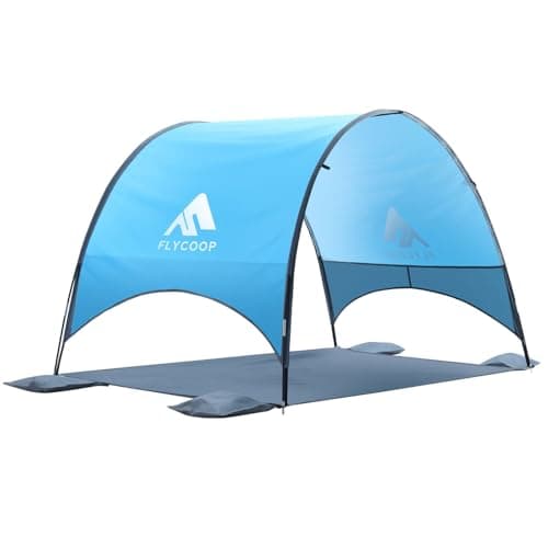Flycoop 2026 Upgraded Beach Umbrella Canopy with UPF 50+ UV Protection – Portable Beach Tent for Sun, 360° Ventilation, 4 Sandbags, Dual Pockets, Stakes & Ropes, 90.5*59*53 inch for 3 People - Image 1