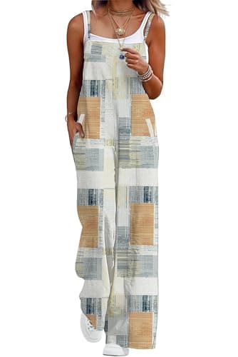 Lepunuo Plaid Jumpsuits for Women Casual Rompers Summer Boho Jumpers Rompers Loose Fit Grils Baggy Overalls XS-5XL - Image 1