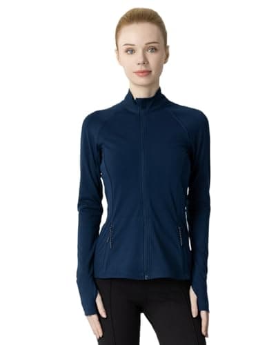 Leapstride Women's Slim-Fit Zip-Up Jacket - 2 Side & Back Zip Pockets, Thumbholes, Moisture-Wicking for Tennis/Running - Image 1