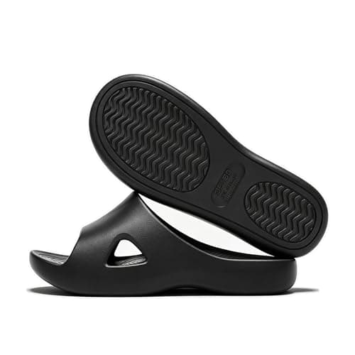 HUILONGJIA Arch-Support Men Women's Slide Sandals - Cushioned Cloud Summer Women House Slippers, Comfy Shoes for Indoor Outdoor Pool Beach, Black Size 8-9 - Image 1