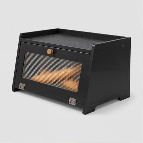 TIRYIUOU Bread Box for Kitchen Countertop: Large Capacity Farmhouse Bread Bin with Acrylic Window, Storage Container for Homemade Bread, Large Bread Holder for Kitchen Counter, Pantry Shelf - Image 1